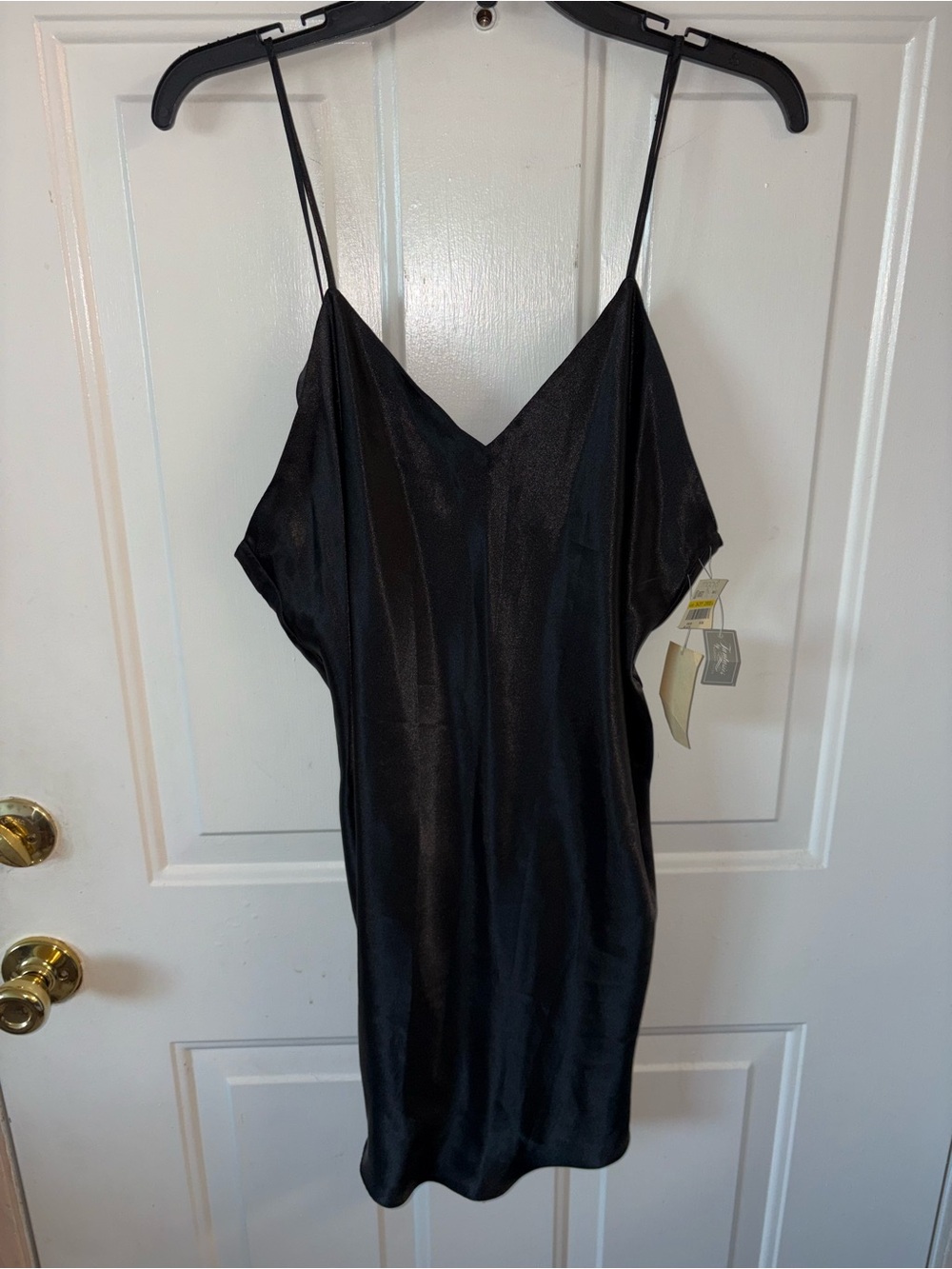 VINTAGE 1990 Macy’s Deadstock Morgan Taylor Black Satin Slip Dress 🖤 NWT